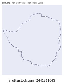 Zimbabwe plain country map. High Details. Outline style. Shape of Zimbabwe. Vector illustration.