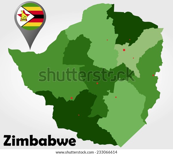 Zimbabwe Political Map Green Shades Map Stock Vector Royalty Free 233066614 Shutterstock 4488