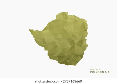Zimbabwe polygon map vector illustration in low poly geometric style, soft pastel colors with Olive green, clean silhouette on solid background, ideal for infographic.