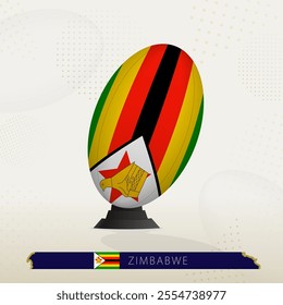 Zimbabwe Rugby Ball on Rugby Kicking Tees with Modern Design. Illustration perfect for sports, national pride, and rugby-related projects.