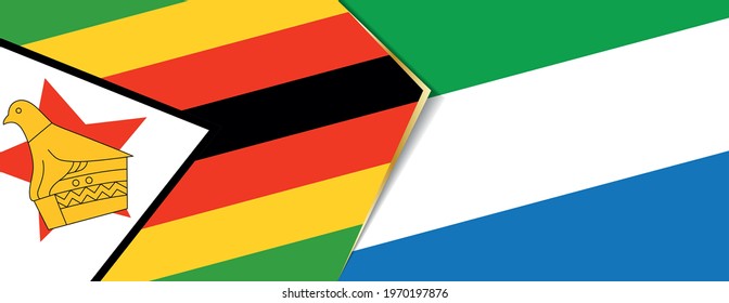 Zimbabwe and Sierra Leone flags, two vector flags symbol of relationship or confrontation.