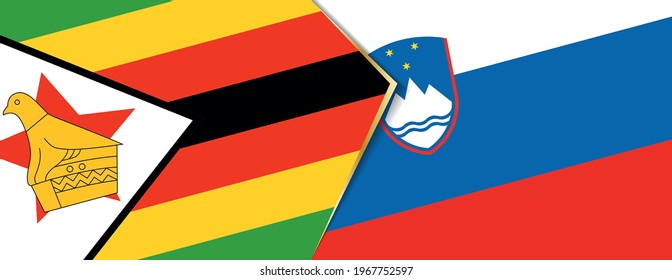 Zimbabwe and Slovenia flags, two vector flags symbol of relationship or confrontation.