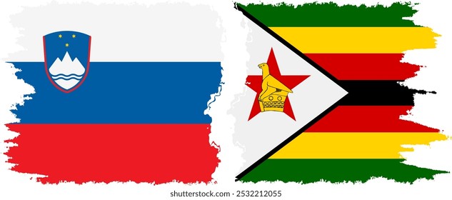 Conexión de banderas grunge de Zimbabue y Eslovenia, Vector