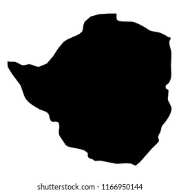 Zimbabwe - solid black silhouette map of country area. Simple flat vector illustration.