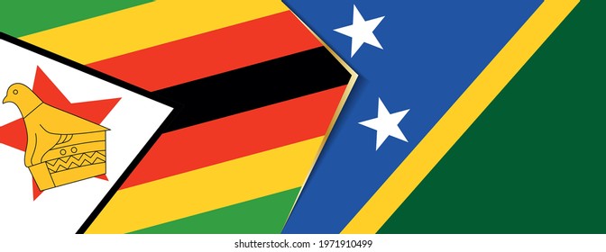 Zimbabwe and Solomon Islands flags, two vector flags symbol of relationship or confrontation.