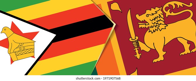 Zimbabwe and Sri Lanka flags, two vector flags symbol of relationship or confrontation.