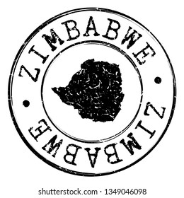 Zimbabwe Stamp Postal. Map Silhouette Seal. Passport Round Design. Vector Icon. Design Retro Travel. 