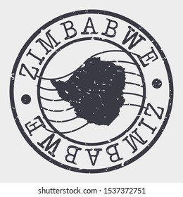 Zimbabwe Stamp Postal. Map Silhouette Seal. Passport Round Design. Vector Icon. Design Retro Travel.