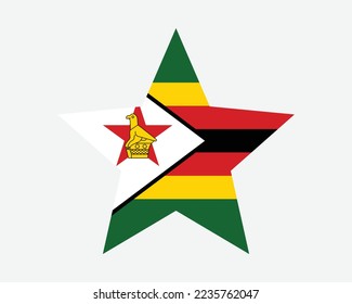 Zimbabwe Star Flag. Zimbabwean Zimbo Star Shape Flag. Republic of Zimbabwe Country National Banner Icon Symbol Vector Flat Artwork Graphic Illustration