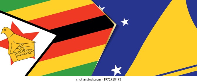 Zimbabwe and Tokelau flags, two vector flags symbol of relationship or confrontation.