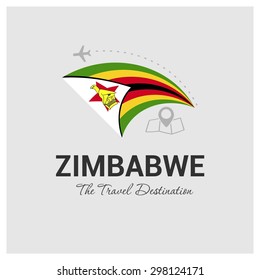 Zimbabwe The Travel Destination logo - Vector travel company logo design - Country Flag Travel and Tourism concept t shirt graphics - vector illustration