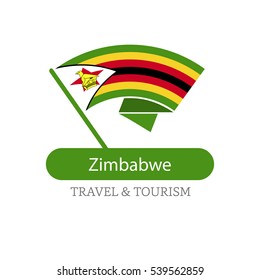 Zimbabwe The Travel Destination logo - Vector travel company logo design - Country Flag Travel and Tourism concept t shirt graphics - vector illustration