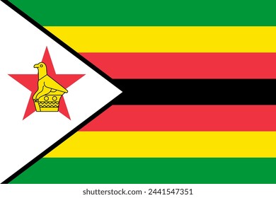 Bandera vectorial de Zimbabue en colores oficiales y relación de aspecto 3:2.