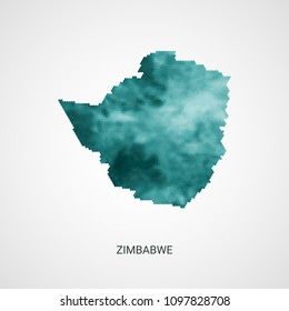 Zimbabwe vector map - blue geometric gradient graphic background from hexagon dots.