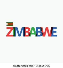 Zimbabwe vector RGB typography with national flag. African country logotype decoration.