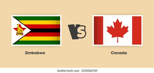 Zimbabwe vs Canada flags placed side by side. Creative stylish national flags of Zimbabwe vs Canada with background