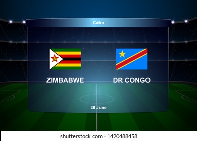 Zimbabwe vs DR Congo football scoreboard broadcast graphic soccer template