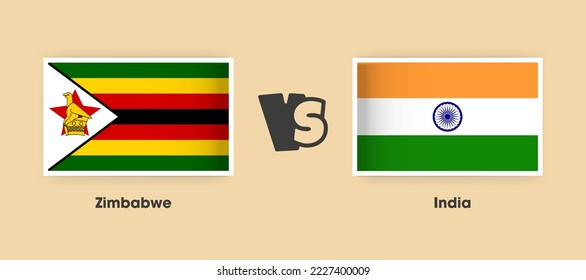 Banderas de Zimbabue vs India colocadas lado a lado. Banderas nacionales creativas y elegantes de Zimbabue vs India con antecedentes