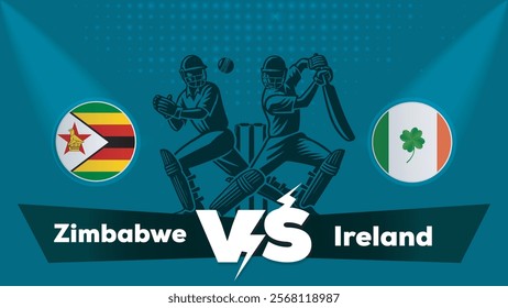 Zimbabwe VS Ireland Match , Ireland Vs Zimbabwe cricket match ,Cricket match concept with creative illustration.eps
