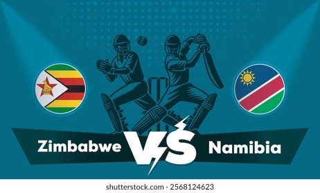 Zimbabwe VS Namibia Match , Namibia Vs Zimbabwe cricket match , Cricket match concept with creative illustration.eps
