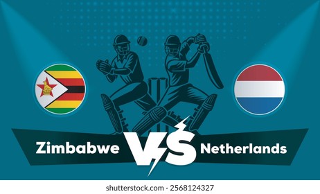 Zimbabwe VS Netherlands , Netherlands Vs Zimbabwe cricket match , Cricket match concept with creative illustration.eps