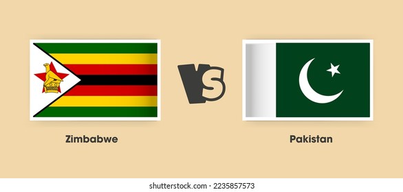Flagge Simbabwes gegen Pakistan nebeneinander gestellt. Kreative stylische Nationalflaggen von Simbabwe gegen Pakistan mit Hintergrund