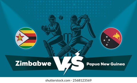 Zimbabwe VS Papua New Guinea Match , Papua New Guinea Vs Zimbabwe cricket match , Cricket match concept with creative illustration.eps