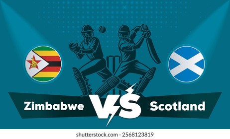 Zimbabwe VS Scotland , Scotland Vs Zimbabwe cricket match , Cricket match concept with creative illustration.eps