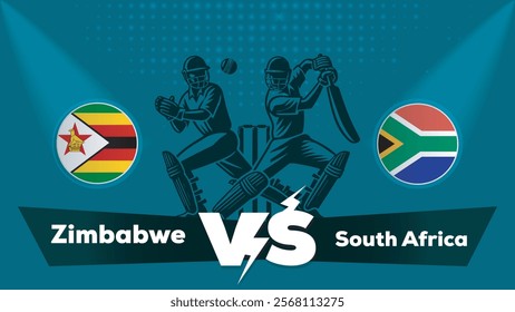 Zimbabwe VS South Africa , South Africa Vs Zimbabwe cricket match ,Cricket match concept with creative illustration .eps