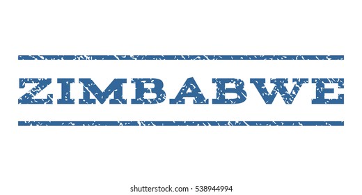 Zimbabwe watermark stamp. Text tag between horizontal parallel lines with grunge design style. Rubber seal stamp with unclean texture. Vector cobalt color ink imprint on a white background.