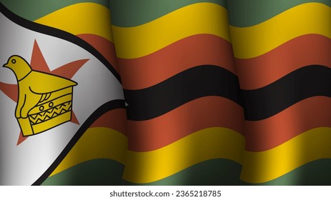 zimbabwe waving flag background design vector illustration suitable for poster design about holiday, feast day and national independence day on zimbabwe