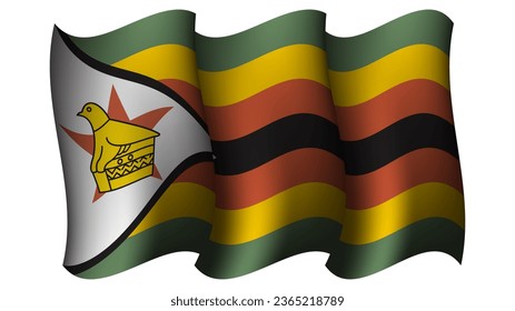 zimbabwe waving flag design vector illustration suitable for element on poster design, template and social media post design