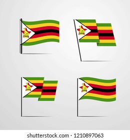 Zimbabwe waving flag set