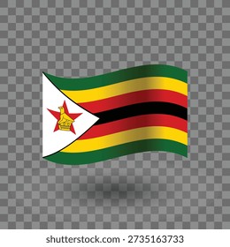 Zimbabwe wavy flag isolated transparent background