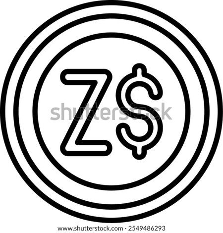 Zimbabwean Dollar Note Outline Style Icon Design