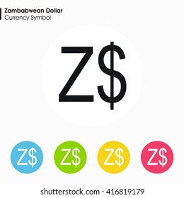 Zimbabwean Dollar sign icon.Money symbol. Vector illustration.
