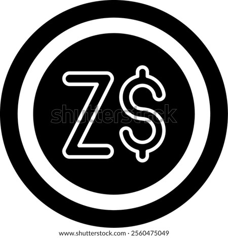 Zimbabwean Dollar Solid Style Icon Design