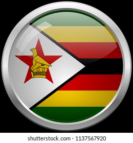 Zimbabwean flag glass button vector illustration