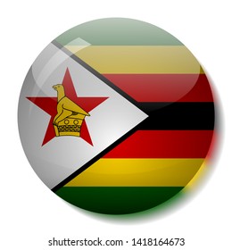 Zimbabwean flag glass button vector illustration