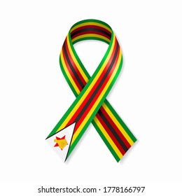 Zimbabwean flag stripe ribbon on white background. Vector illustration.