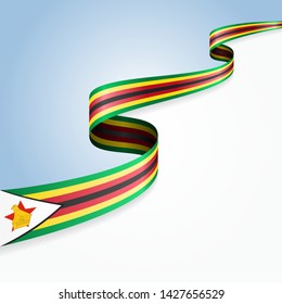 Zimbabwean flag wavy abstract background. Vector illustration.