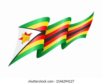 Zimbabwean flag wavy abstract background. Vector illustration.