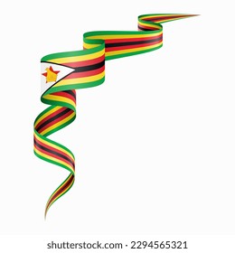 Bandera zimbabuense ondeando fondo abstracto. Ilustración vectorial.