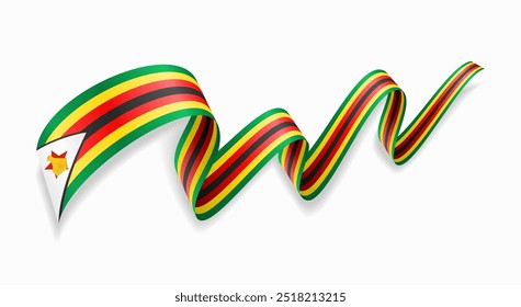 Zimbabwean flag wavy abstract background. Vector illustration.