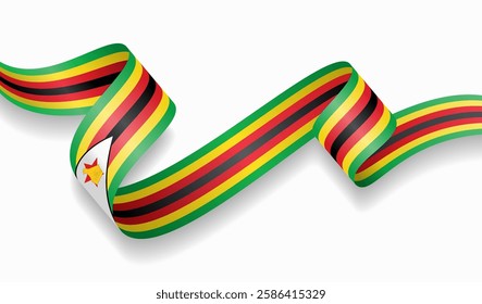 Zimbabwean flag wavy abstract background. Vector illustration.