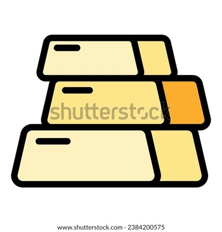 Zinc bars icon outline vector. Zn mineral. Iron element color flat