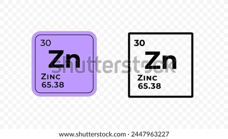 Zinc, chemical element of the periodic table vector design