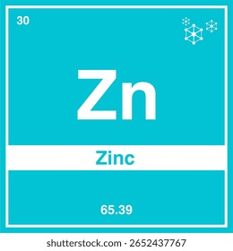 Ícone De Elemento De Zinco, Design De Símbolo De Tabela Periódica (Zn).