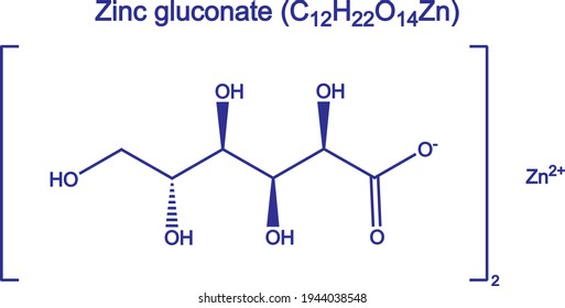 Zinc gluconate molecule ionic chemical formula