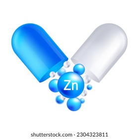 Zinc icon structure chemical element round shape circle light blue. Chemical element of periodic table